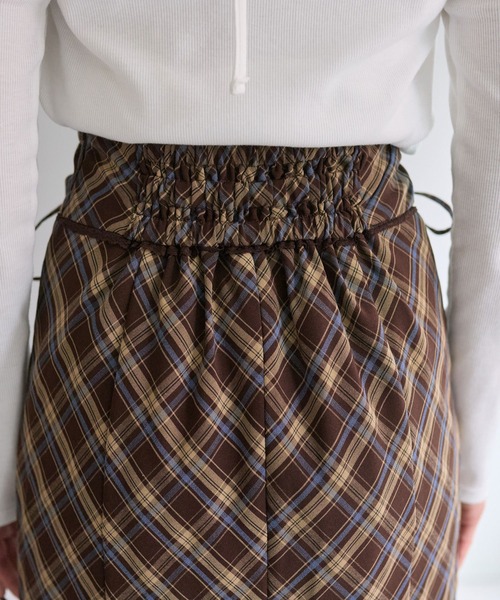 OLIVE des OLIVE（オリーブデオリーブ）の「ドロストリボンチェックナロースカート（スカート・レディース・ブルー/ブラウン・FREE）」の15枚目の写真