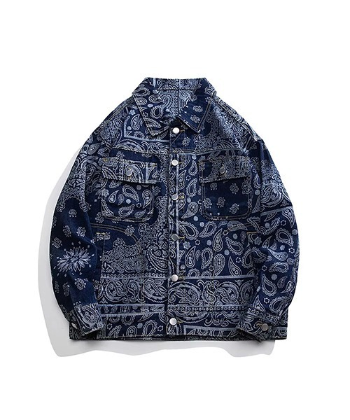 ペイズリー柄デニムビッグGジャン(NEZ)（デニムジャケット）｜almo