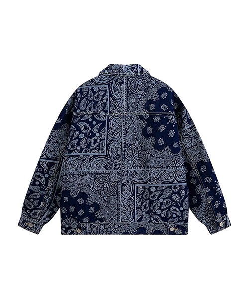 ペイズリー柄デニムビッグGジャン(NEZ)（デニムジャケット）｜almo