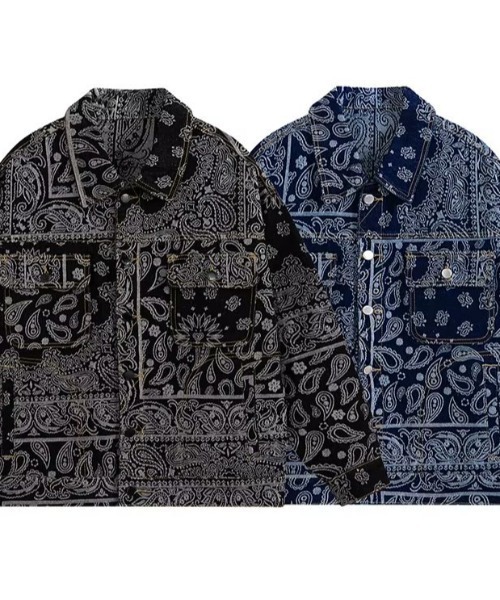 【レア】424 on fair デニムペイズリージャケット ペイズリー柄デニムビッグGジャン(NEZ)（デニムジャケット）｜almo