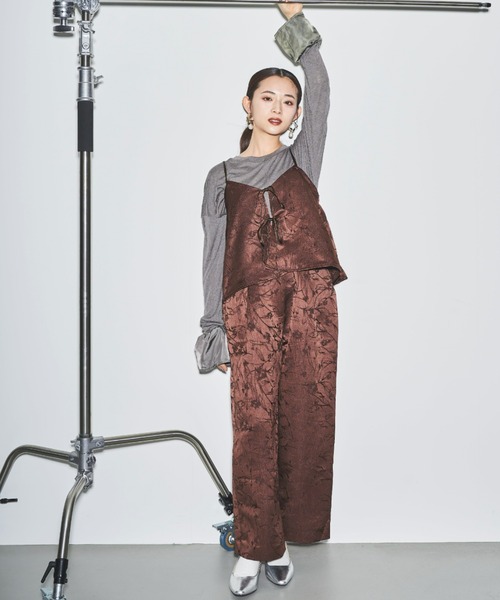 tarin arin(タリンアリン)の「【150㎝前後の小柄さんサイズ】ジャガードスラックス(スラックス・レディース・ブラウン/ブラック/ベージュ・S/XS)」の3枚目の写真