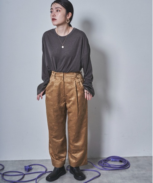 tarin arin(タリンアリン)の「【150㎝前後の小柄さんサイズ】ジャガードスラックス(スラックス・レディース・ブラウン/ブラック/ベージュ・S/XS)」の11枚目の写真