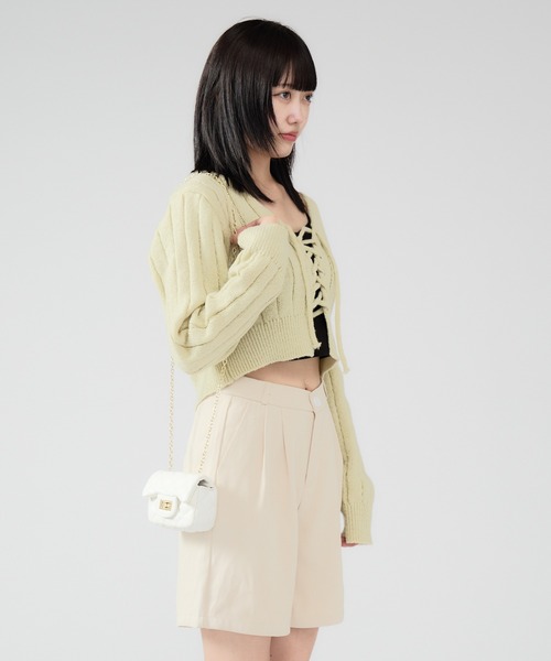 Chick（チック）の「Square Chain Quilted Mini Bag / スクエアチェーンキルティングミニバッグ（ハンドバッグ・レディース・ブルー/カーキ/ブラック/パープル/ホワイト・FREE）」の10枚目の写真