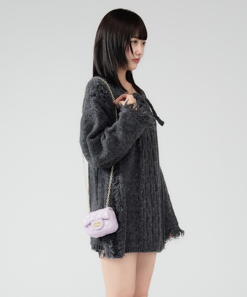Chick（チック）の「Square Chain Quilted Mini Bag / スクエアチェーンキルティングミニバッグ（ハンドバッグ・レディース・ブルー/カーキ/ブラック/パープル/ホワイト・FREE）」の15枚目の写真