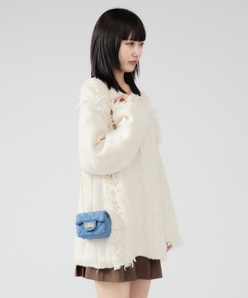 Chick（チック）の「Square Chain Quilted Mini Bag / スクエアチェーンキルティングミニバッグ（ハンドバッグ・レディース・ブルー/カーキ/ブラック/パープル/ホワイト・FREE）」の21枚目の写真