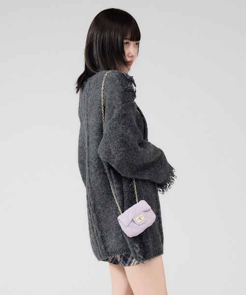 Chick（チック）の「Square Chain Quilted Mini Bag / スクエアチェーンキルティングミニバッグ（ハンドバッグ・レディース・ブルー/カーキ/ブラック/パープル/ホワイト・FREE）」の14枚目の写真