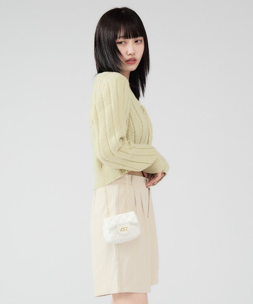 Chick（チック）の「Square Chain Quilted Mini Bag / スクエアチェーンキルティングミニバッグ（ハンドバッグ・レディース・ブルー/カーキ/ブラック/パープル/ホワイト・FREE）」の9枚目の写真
