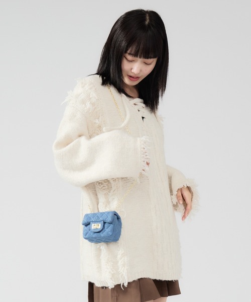 Chick（チック）の「Square Chain Quilted Mini Bag / スクエアチェーンキルティングミニバッグ（ハンドバッグ・レディース・ブルー/カーキ/ブラック/パープル/ホワイト・FREE）」の20枚目の写真