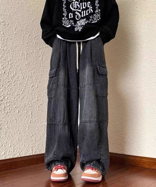 SHEENA(シーナ)の「ヴィンテージデニムワイドイージーパンツ(デニムパンツ・レディース・ブラック/ブルー/ダークブルー・M)」の13枚目の写真