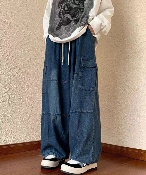 SHEENA(シーナ)の「ヴィンテージデニムワイドイージーパンツ(デニムパンツ・レディース・ブラック/ブルー/ダークブルー・M)」の15枚目の写真