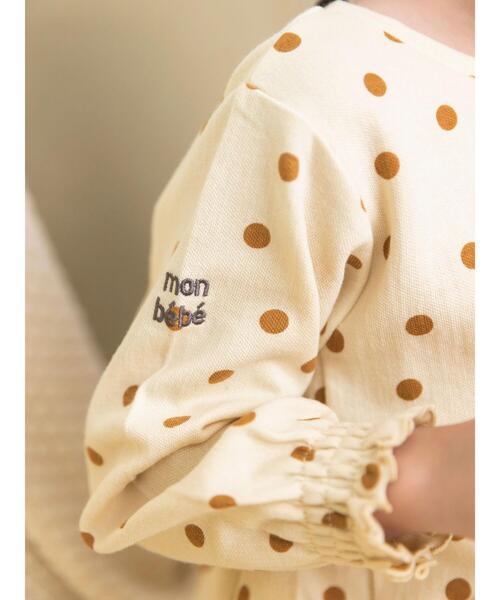Et grenier by Samansa Mos2（エグルニエバイサマンサモスモス）の「ドット柄袖シャーリングトップス(kids)（ルームウェア/パジャマ・キッズ・グレー/キャメル・大(L)/中(M)）」の16枚目の写真