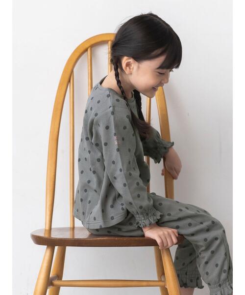 Et grenier by Samansa Mos2（エグルニエバイサマンサモスモス）の「ドット柄袖シャーリングトップス(kids)（ルームウェア/パジャマ・キッズ・グレー/キャメル・大(L)/中(M)）」の18枚目の写真