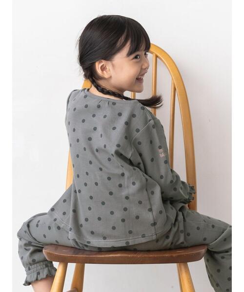 Et grenier by Samansa Mos2（エグルニエバイサマンサモスモス）の「ドット柄袖シャーリングトップス(kids)（ルームウェア/パジャマ・キッズ・グレー/キャメル・大(L)/中(M)）」の19枚目の写真