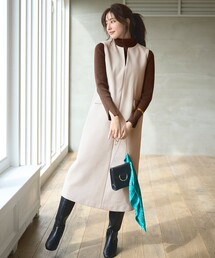 ANY SIS | 【2SET】ニードルジャンパースカート × ラメリブタートルニット セット(セットアップ)
