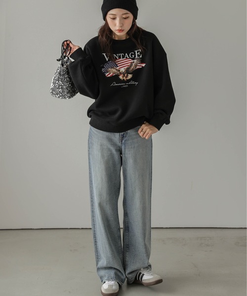 SUGAR BISKET(シュガービスケット)の「裏起毛プリントトップス(スウェット・レディース・杢グレー/ブラック/ホワイト・フリー)」の9枚目の写真
