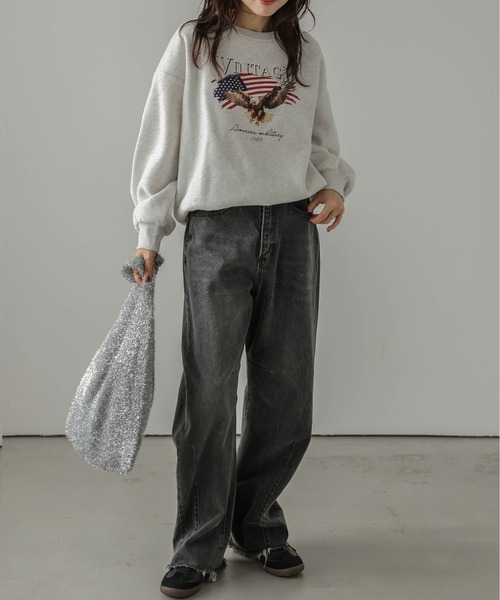 SUGAR BISKET(シュガービスケット)の「裏起毛プリントトップス(スウェット・レディース・杢グレー/ブラック/ホワイト・フリー)」の6枚目の写真