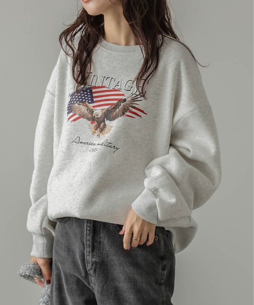 SUGAR BISKET(シュガービスケット)の「裏起毛プリントトップス(スウェット・レディース・杢グレー/ブラック/ホワイト・フリー)」の5枚目の写真