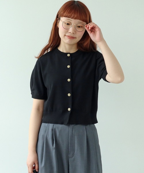 bulle de savon（ビュルデサボン）の「COOL POTTER 半袖カーディガン（カーディガン/ボレロ・レディース・レッド/ブラック/アイボリー・FREE）」の3枚目の写真