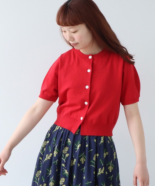 bulle de savon（ビュルデサボン）の「COOL POTTER 半袖カーディガン（カーディガン/ボレロ・レディース・レッド/ブラック/アイボリー・FREE）」の5枚目の写真