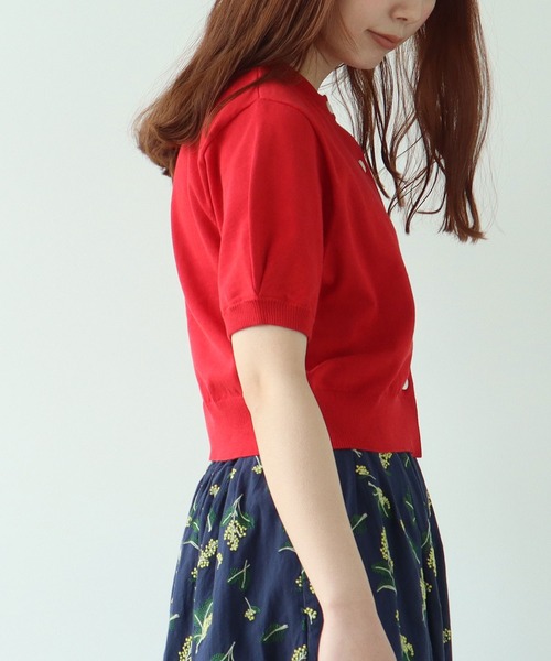 bulle de savon（ビュルデサボン）の「COOL POTTER 半袖カーディガン（カーディガン/ボレロ・レディース・レッド/ブラック/アイボリー・FREE）」の8枚目の写真