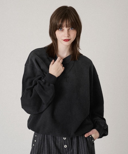 WISH FOR EVER（ウィッシュフォーエバー）の「RHINESTONE SHORT SWEAT /ラインストーンショートスウェット（スウェット・メンズ・ライトグレー/レッド/ブラック・LARGE/MEDIUM）」の12枚目の写真