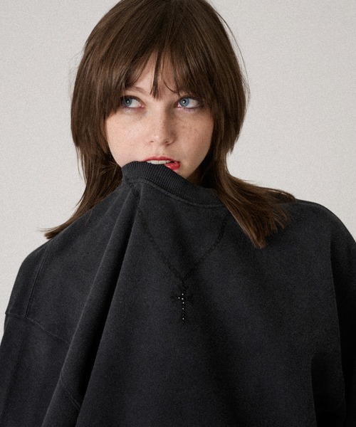 WISH FOR EVER（ウィッシュフォーエバー）の「RHINESTONE SHORT SWEAT /ラインストーンショートスウェット（スウェット・メンズ・ライトグレー/レッド/ブラック・LARGE/MEDIUM）」の10枚目の写真