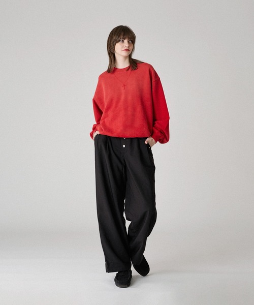 WISH FOR EVER（ウィッシュフォーエバー）の「RHINESTONE SHORT SWEAT /ラインストーンショートスウェット（スウェット・メンズ・ライトグレー/レッド/ブラック・LARGE/MEDIUM）」の9枚目の写真