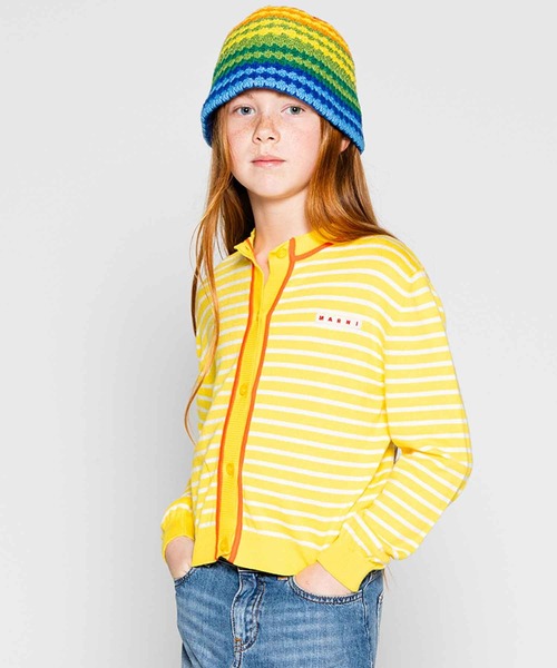 MARNI（マルニ）の「MARNI(マルニ)Kids & Junior ワンポイントブランドロゴボーダーカーディガン（カーディガン/ボレロ・キッズ・イエロー/ブラック・14Y/4Y/6Y/8Y/10Y）」の2枚目の写真