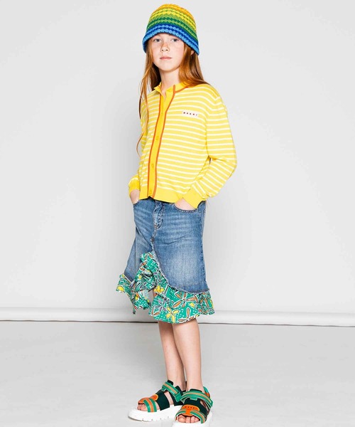 MARNI（マルニ）の「MARNI(マルニ)Kids & Junior ワンポイントブランドロゴボーダーカーディガン（カーディガン/ボレロ・キッズ・イエロー/ブラック・14Y/4Y/6Y/8Y/10Y）」の4枚目の写真
