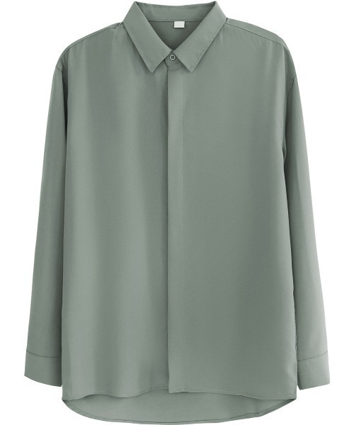 Otte(オッテ)の「ルーズスタイリッシュサテンシャツ(シャツ/ブラウス・メンズ・グリーン/ブラック/ホワイト・LARGE/MEDIUM/X-LARGE/XX-LARGE)」の12枚目の写真