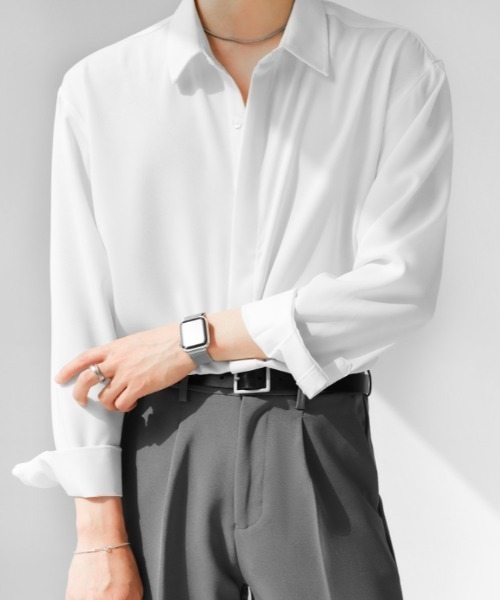 Otte(オッテ)の「ルーズスタイリッシュサテンシャツ(シャツ/ブラウス・メンズ・グリーン/ブラック/ホワイト・LARGE/MEDIUM/X-LARGE/XX-LARGE)」の6枚目の写真