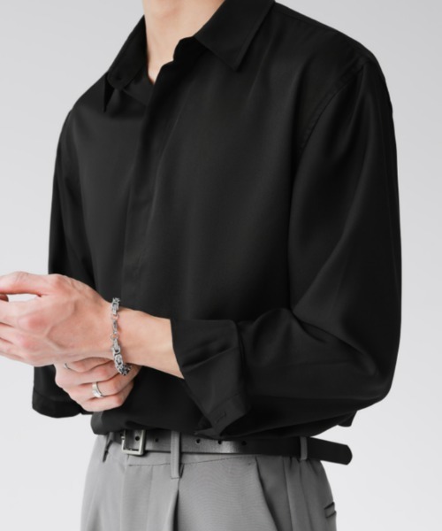 Otte(オッテ)の「ルーズスタイリッシュサテンシャツ(シャツ/ブラウス・メンズ・グリーン/ブラック/ホワイト・LARGE/MEDIUM/X-LARGE/XX-LARGE)」の8枚目の写真