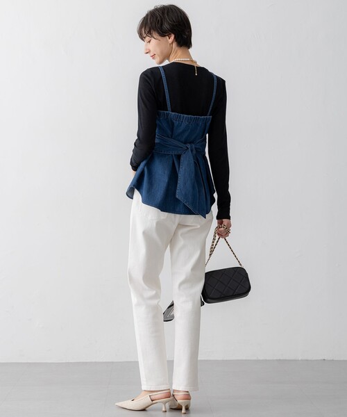 23区 S(ニジュウサンクチイサイサイズ)の「【洗える】ライトダンガリー ビスチェ(シャツ/ブラウス・レディース・スカイブルー系/ターコイズブルー系・32)」の9枚目の写真