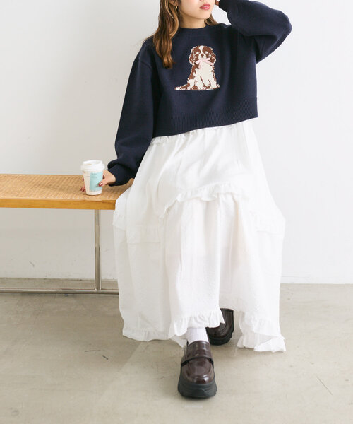 w closet（ダブルクローゼット）の「【8色展開】ティアードフリルワンピース（ワンピース・レディース・ブラウン/レッド/ブラック/ベージュ/ブルー/イエロー/パープル/オフホワイト・FREE）」の16枚目の写真