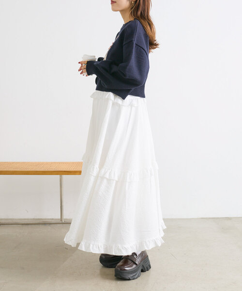 w closet（ダブルクローゼット）の「【8色展開】ティアードフリルワンピース（ワンピース・レディース・ブラウン/レッド/ブラック/ベージュ/ブルー/イエロー/パープル/オフホワイト・FREE）」の18枚目の写真