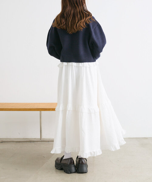 w closet（ダブルクローゼット）の「【8色展開】ティアードフリルワンピース（ワンピース・レディース・ブラウン/レッド/ブラック/ベージュ/ブルー/イエロー/パープル/オフホワイト・FREE）」の19枚目の写真