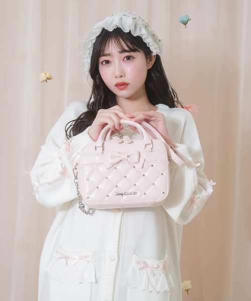 Honey Cinnamon♡ ビジューキルティングスクエアバニティバッグ Honey Cinnamon（ハニーシナモン）の「ビジューキルティング