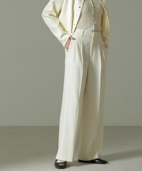 【セール】ウールライクタックワイドパンツ（その他パンツ）｜nano･universe（ナノユニバース）