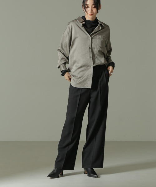 【セール】ウールライクタックワイドパンツ（その他パンツ）｜nano･universe（ナノユニバース）