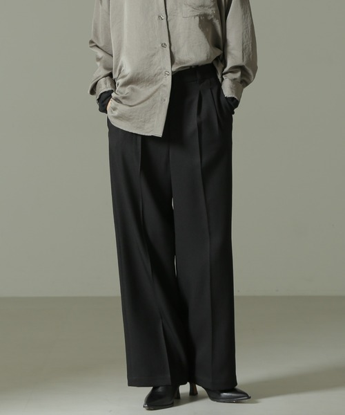 【セール】ウールライクタックワイドパンツ（その他パンツ）｜nano･universe（ナノユニバース）