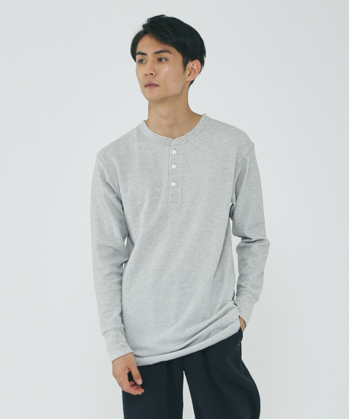 JEMORGAN(ジェーイーモーガン)の「【JEMORGAN/ジェーイーモーガン】ワッフル ヘンリーネック ロングスリーブ Tシャツ(Tシャツ/カットソー・メンズ・ホワイト/カーキ/ブラック/オフホワイト/グレー/ネイビー/チャコールグレー・XL/L/M)」の6枚目の写真