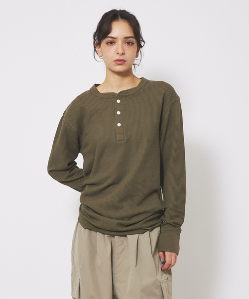 JEMORGAN(ジェーイーモーガン)の「【JEMORGAN/ジェーイーモーガン】ワッフル ヘンリーネック ロングスリーブ Tシャツ(Tシャツ/カットソー・メンズ・ホワイト/カーキ/ブラック/オフホワイト/グレー/ネイビー/チャコールグレー・XL/L/M)」の7枚目の写真