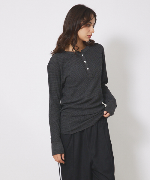 JEMORGAN(ジェーイーモーガン)の「【JEMORGAN/ジェーイーモーガン】ワッフル ヘンリーネック ロングスリーブ Tシャツ(Tシャツ/カットソー・メンズ・ホワイト/カーキ/ブラック/オフホワイト/グレー/ネイビー/チャコールグレー・XL/L/M)」の9枚目の写真