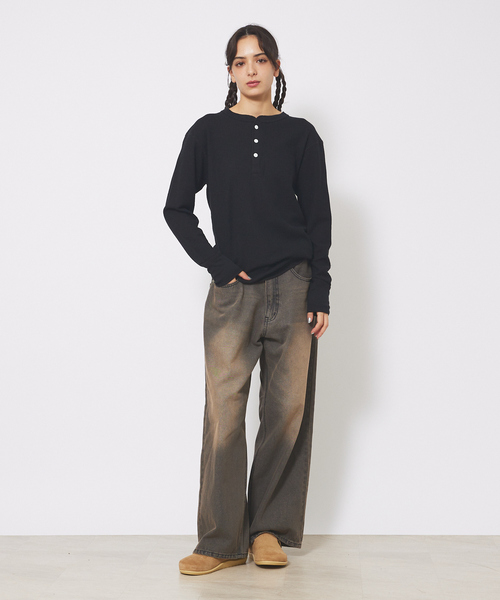 JEMORGAN(ジェーイーモーガン)の「【JEMORGAN/ジェーイーモーガン】ワッフル ヘンリーネック ロングスリーブ Tシャツ(Tシャツ/カットソー・メンズ・ホワイト/カーキ/ブラック/オフホワイト/グレー/ネイビー/チャコールグレー・XL/L/M)」の11枚目の写真