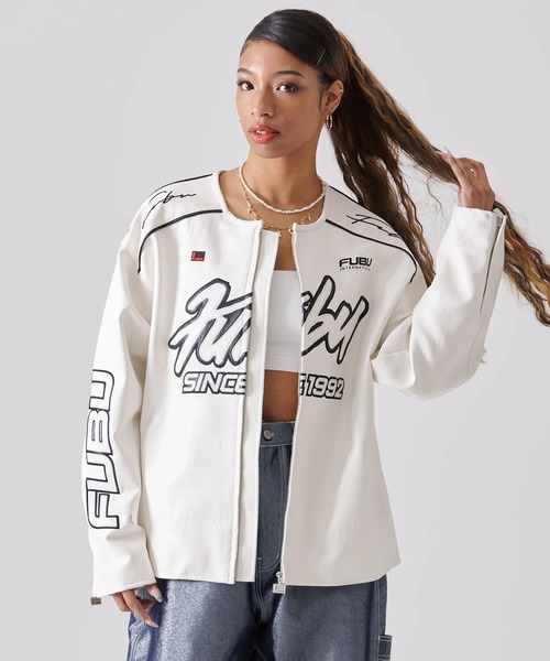 FUBU スポーツジャケット・パンツセット ホワイト FUBU-Faux Leather Racing Jacket（その他アウター）｜FUBU（ フブ）の