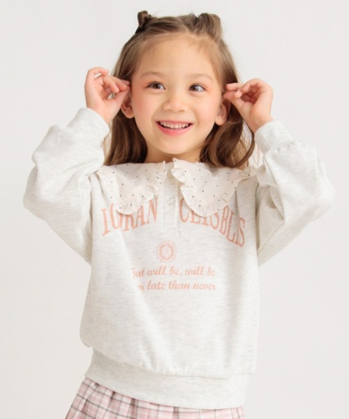 BRANSHES（ブランシェス）の「襟付き裏毛トレーナー（スウェット・キッズ・ピンク/ブラック/杢グレー・130/120/150/140/100/110/90/80）」の3枚目の写真