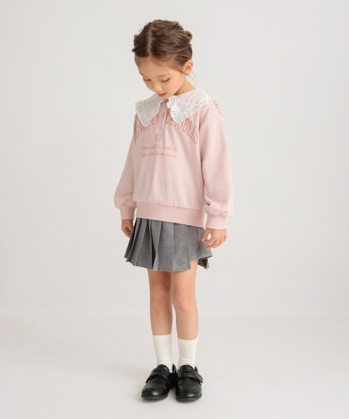 BRANSHES（ブランシェス）の「襟付き裏毛トレーナー（スウェット・キッズ・ピンク/ブラック/杢グレー・130/120/150/140/100/110/90/80）」の6枚目の写真