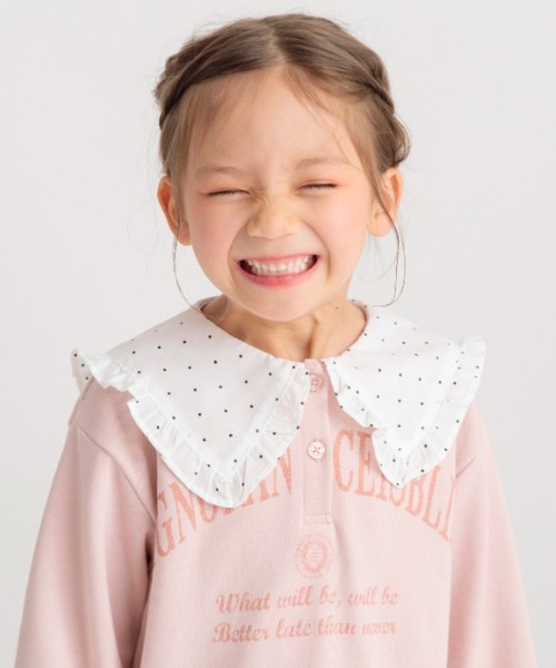 BRANSHES（ブランシェス）の「襟付き裏毛トレーナー（スウェット・キッズ・ピンク/ブラック/杢グレー・130/120/150/140/100/110/90/80）」の4枚目の写真