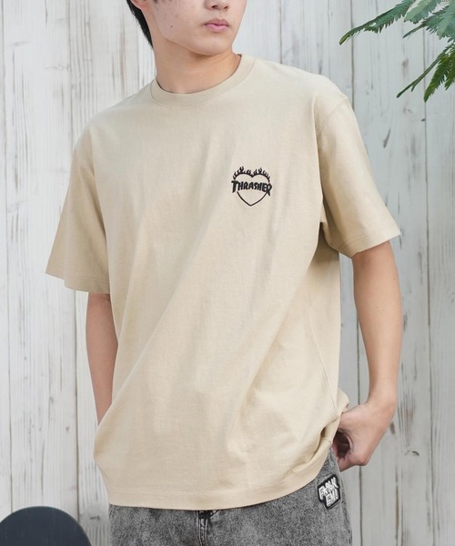 THRASHER(スラッシャー)の「【ムラサキスポーツ限定】THRASHER/スラッシャー 半袖Tシャツ/半袖Tee オーバーサイズ 刺繍ロゴ ユニセックス 252TH1ST040(Tシャツ/カットソー・メンズ・ベージュ/グリーン/ホワイト/アッシュグレー/チャコールグレー/イエロー/オレンジ/カーキ/サックスブルー/ネイビー/ブラック・L/XL/M/S)」の5枚目の写真