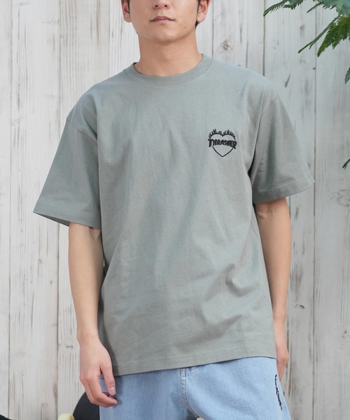 THRASHER(スラッシャー)の「【ムラサキスポーツ限定】THRASHER/スラッシャー 半袖Tシャツ/半袖Tee オーバーサイズ 刺繍ロゴ ユニセックス 252TH1ST040(Tシャツ/カットソー・メンズ・ベージュ/グリーン/ホワイト/アッシュグレー/チャコールグレー/イエロー/オレンジ/カーキ/サックスブルー/ネイビー/ブラック・L/XL/M/S)」の6枚目の写真